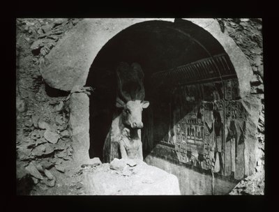 Hathor cow in an 18th dynasty shrine, Deir El-Bahri by American Photographer